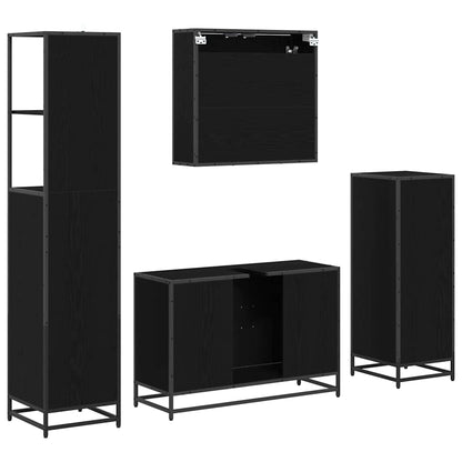 Set di mobili per il bagno 4 pcs Rovere Nero Legno multistrato | homemem39