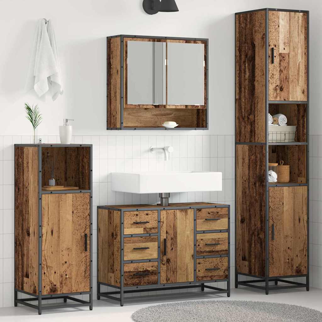 Set di mobili per il bagno con cassetto 3 pcs Legno vecchio | homemem39