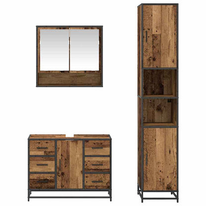 Set di mobili per il bagno con cassetto 3 pcs Legno vecchio | homemem39