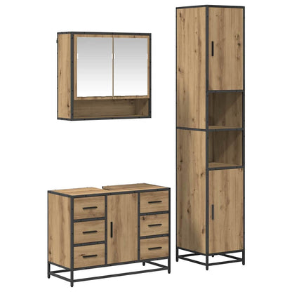 Set di mobili per il bagno 3 pz Rovere artigianale | homemem39