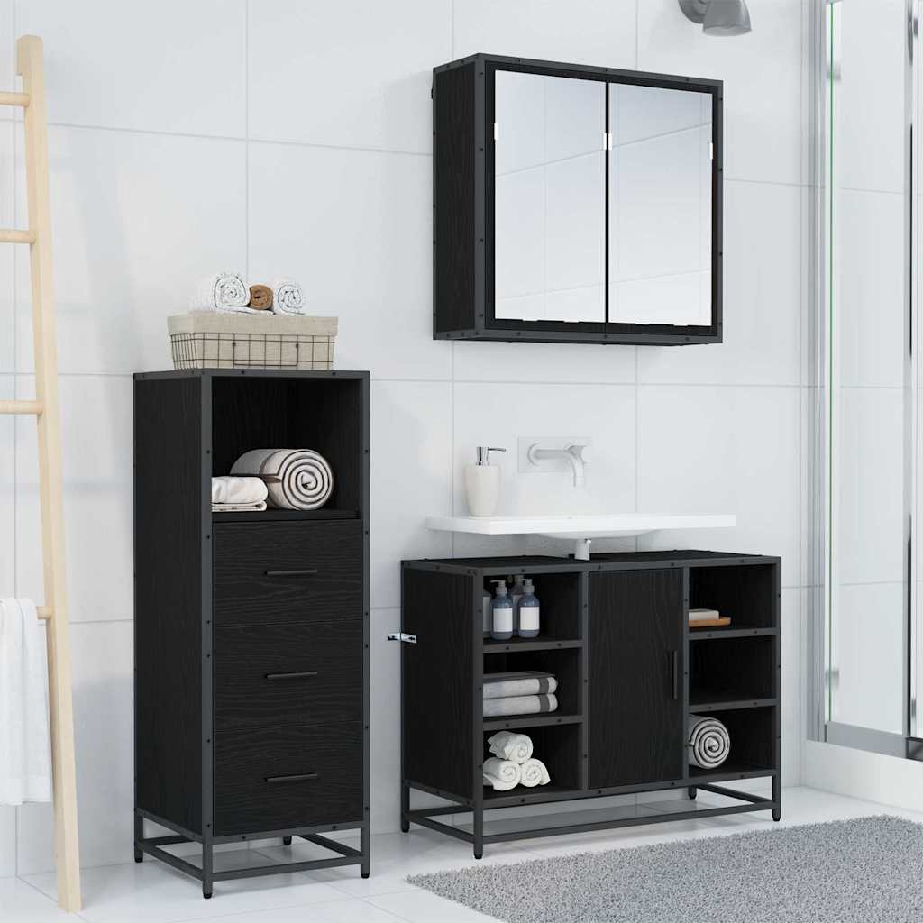 Set di mobili per il bagno con cassetto 3 pcs Legno vecchio | homemem39