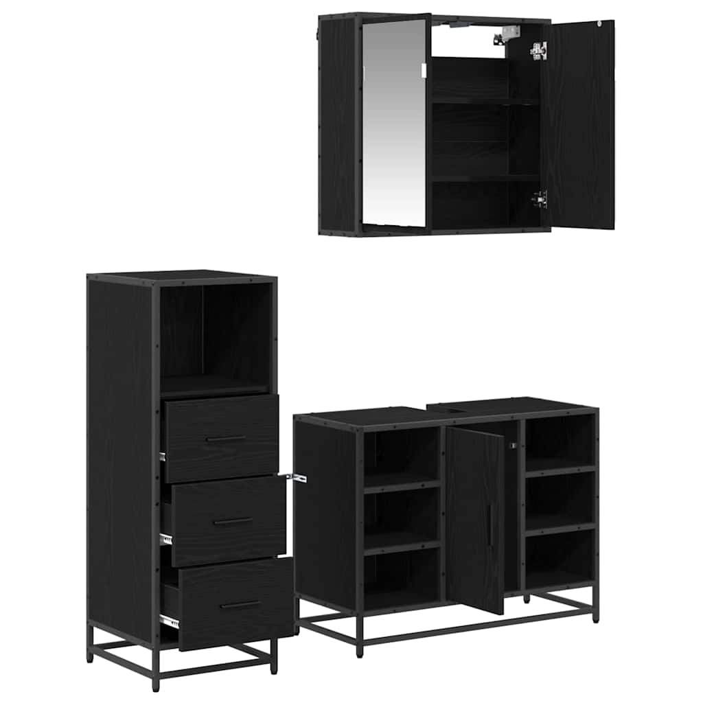 Set di mobili per il bagno con cassetto 3 pcs Legno vecchio | homemem39