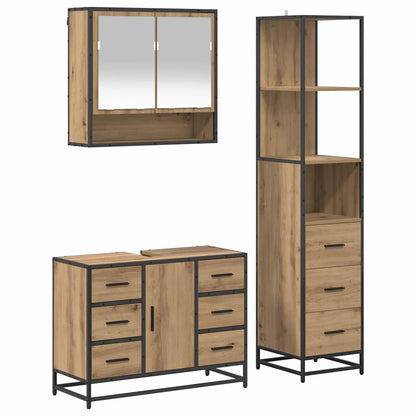 Set di mobili per il bagno 3 pz Rovere artigianale | homemem39