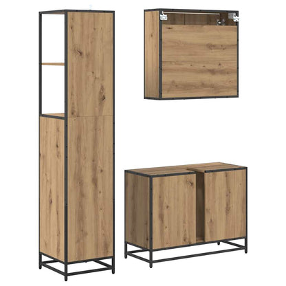 Set di mobili per il bagno 3 pz Rovere artigianale | homemem39