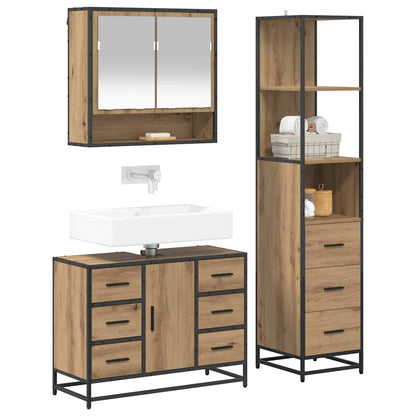 Set di mobili per il bagno 3 pz Rovere artigianale | homemem39
