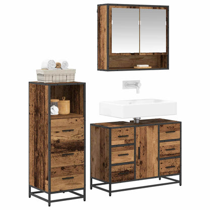 Set di mobili per il bagno con cassetto 3 pcs Legno vecchio | homemem39