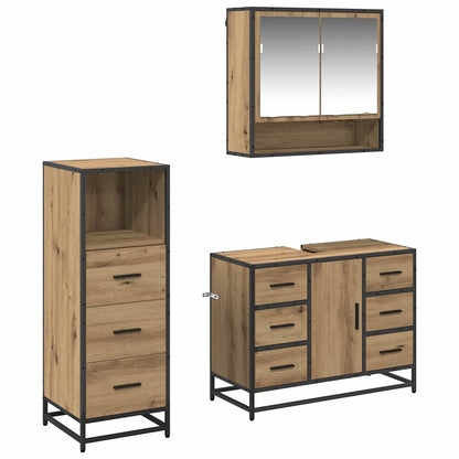 Set di mobili per il bagno 3 pz Rovere artigianale | homemem39