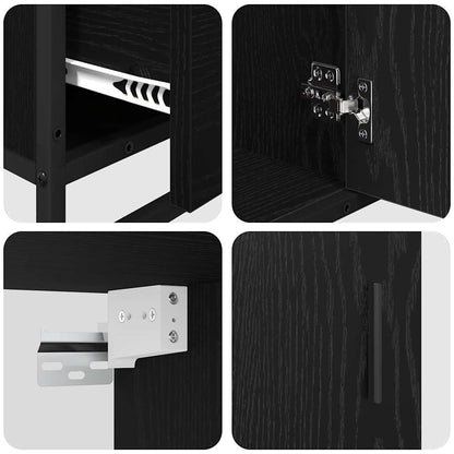 Set di mobili per il bagno 3 pcs Rovere Nero Legno multistrato