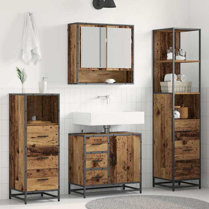 Set di mobili per il bagno con cassetto 4 pcs Legno vecchio