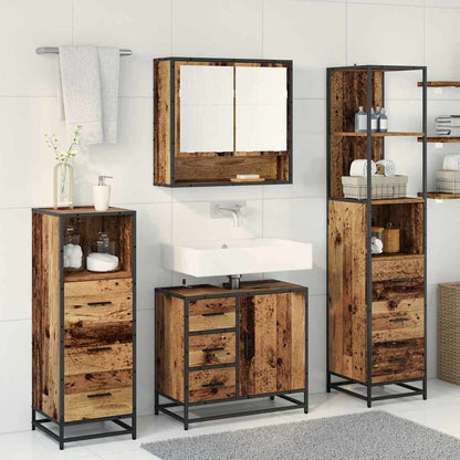 Set di mobili per il bagno con cassetto 4 pcs Legno vecchio