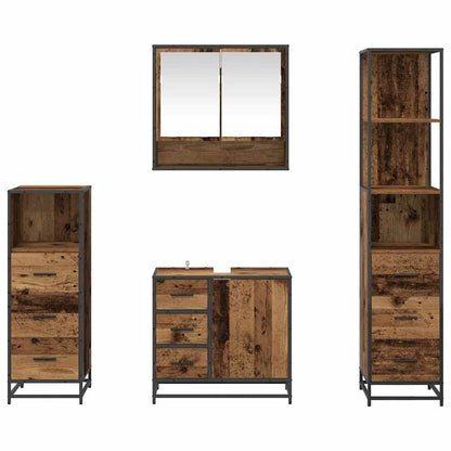 Set di mobili per il bagno con cassetto 4 pcs Legno vecchio
