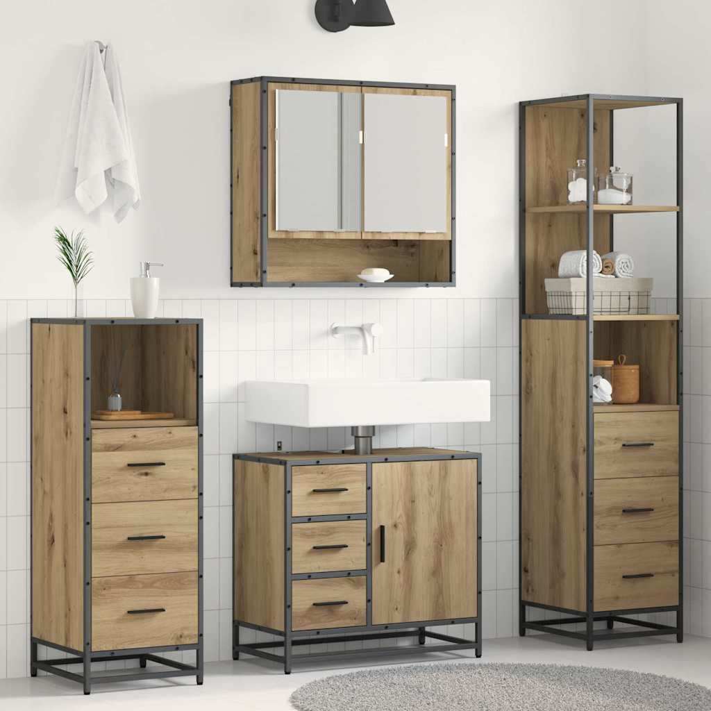 Set di mobili per il bagno 4 pz Rovere artigianale | homemem39
