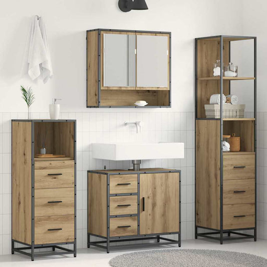 Set di mobili per il bagno 4 pz Rovere artigianale | homemem39