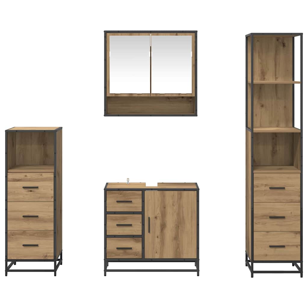 Set di mobili per il bagno 4 pz Rovere artigianale | homemem39