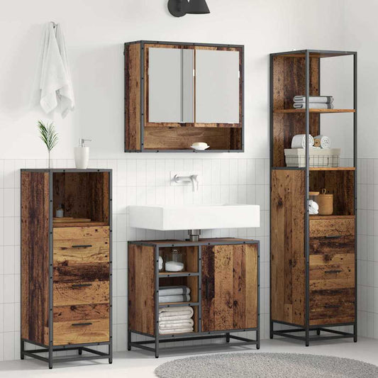 Set di mobili per il bagno con cassetto 3 pcs Legno vecchio