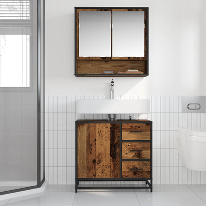 Set di mobili per il bagno con cassetto 2 pcs Legno vecchio | homemem39