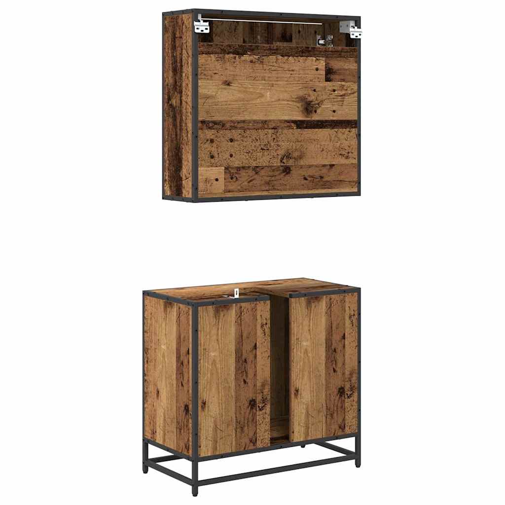 Set di mobili per il bagno con cassetto 2 pcs Legno vecchio