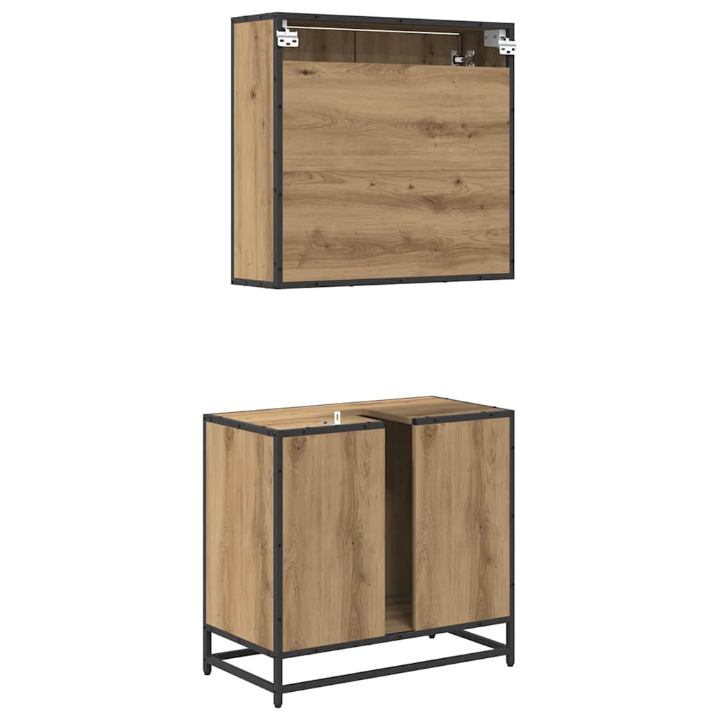 Set di mobili per il bagno 2 pz Rovere artigianale | homemem39