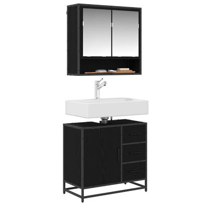 Set di mobili per il bagno 2 pcs Rovere Nero Legno multistrato | homemem39