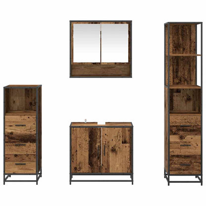 Set di mobili per il bagno con cassetto 4 pcs Legno vecchio