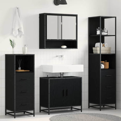 Set di mobili per il bagno 4 pcs Rovere Nero Legno multistrato