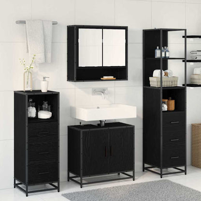 Set di mobili per il bagno 4 pcs Rovere Nero Legno multistrato