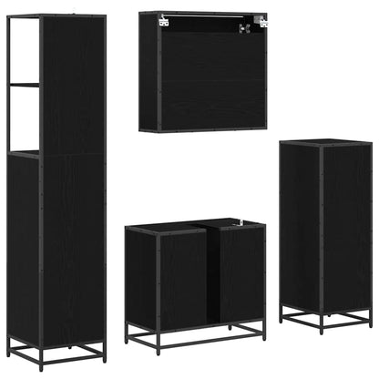 Set di mobili per il bagno 4 pcs Rovere Nero Legno multistrato | homemem39
