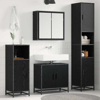 Set di mobili per il bagno 4 pcs Rovere Nero Legno multistrato