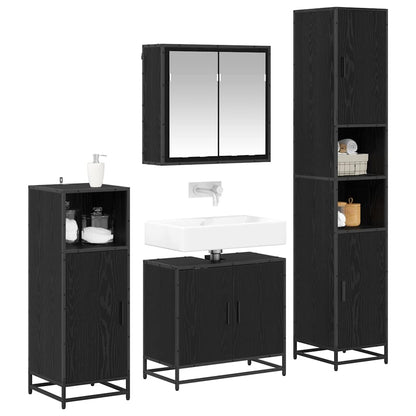 Set di mobili per il bagno 4 pcs Rovere Nero Legno multistrato