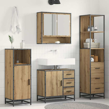 Set di mobili per il bagno 3 pz Rovere artigianale | homemem39