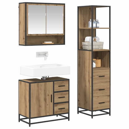 Set di mobili per il bagno 3 pz Rovere artigianale | homemem39