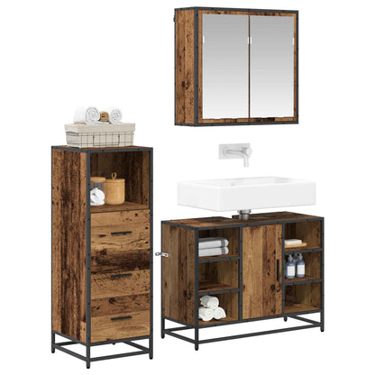 Set di mobili per il bagno con cassetto 3 pcs Legno vecchio | homemem39