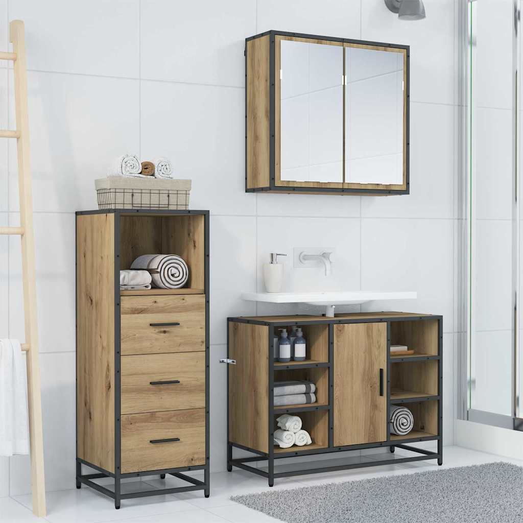 Set di mobili per il bagno con porta 3 pcs Rovere artigianale