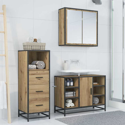 Set di mobili per il bagno con porta 3 pcs Rovere artigianale