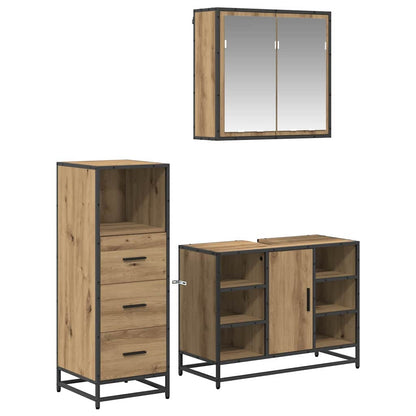 Set di mobili per il bagno con porta 3 pcs Rovere artigianale
