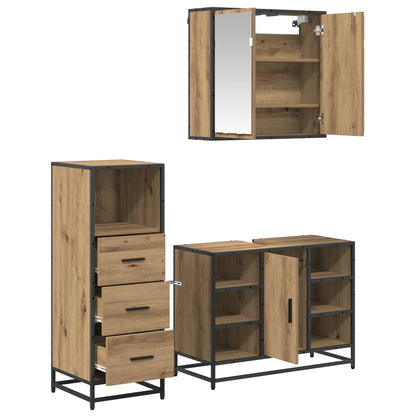 Set di mobili per il bagno 3 pz Rovere artigianale | homemem39
