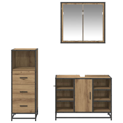 Set di mobili per il bagno 3 pz Rovere artigianale | homemem39