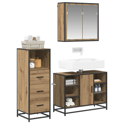 Set di mobili per il bagno 3 pz Rovere artigianale | homemem39