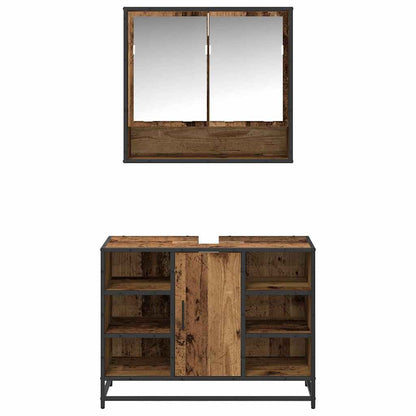 Set di mobili per il bagno con lo scaffale 2 pcs Legno vecchio