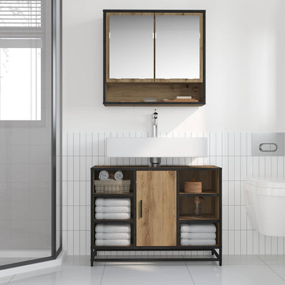 Set di mobili per il bagno 2 pz Rovere artigianale | homemem39