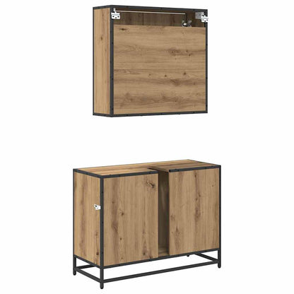 Set di mobili per il bagno 2 pz Rovere artigianale | homemem39
