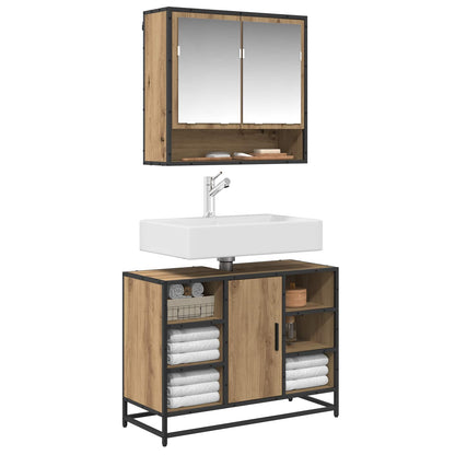 Set di mobili per il bagno 2 pz Rovere artigianale | homemem39