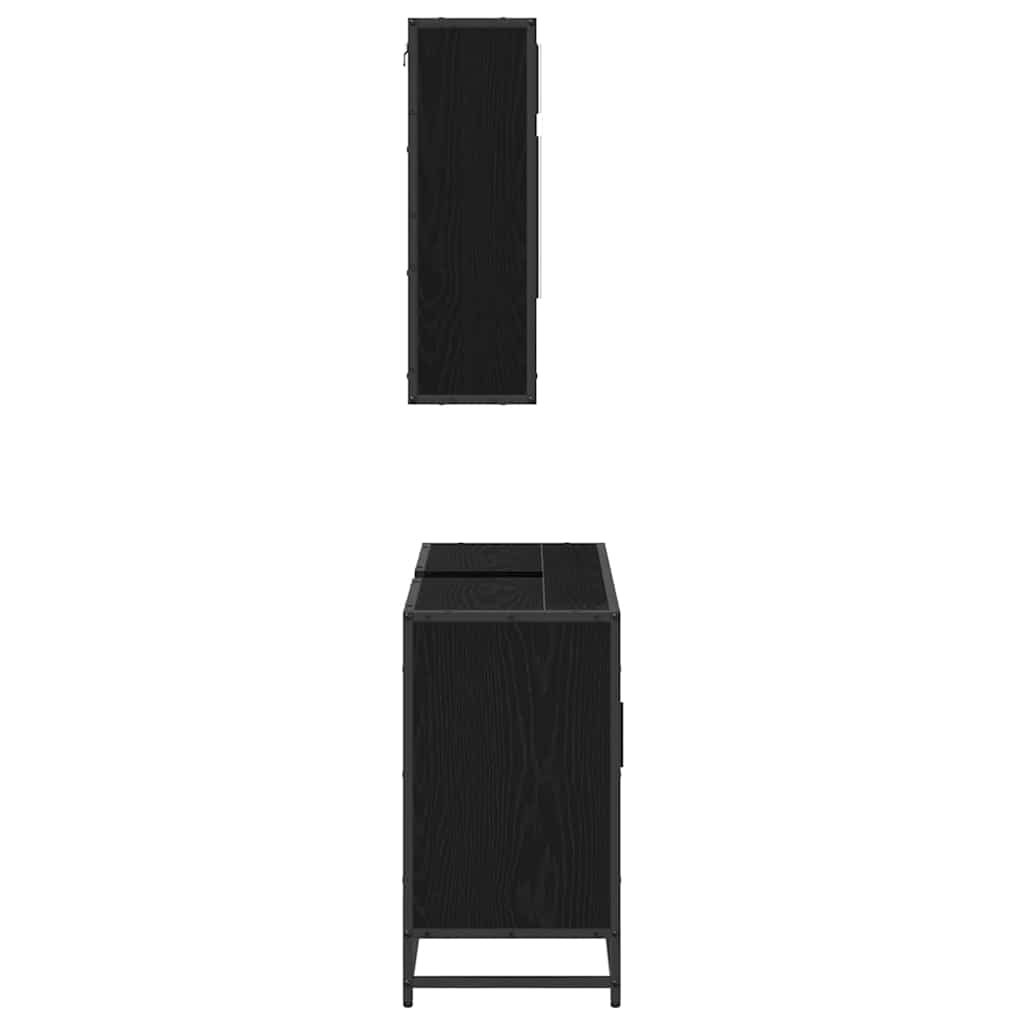 Set di mobili per il bagno 2 pcs Rovere Nero Legno multistrato | homemem39