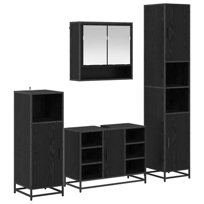 Set di mobili per il bagno 4 pcs Rovere Nero Legno multistrato | homemem39
