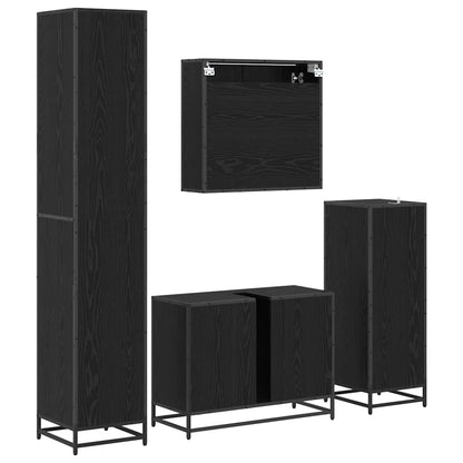 Set di mobili per il bagno 4 pcs Rovere Nero Legno multistrato | homemem39