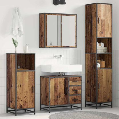 Set di mobili per il bagno con cassetto 3 pcs Legno vecchio
