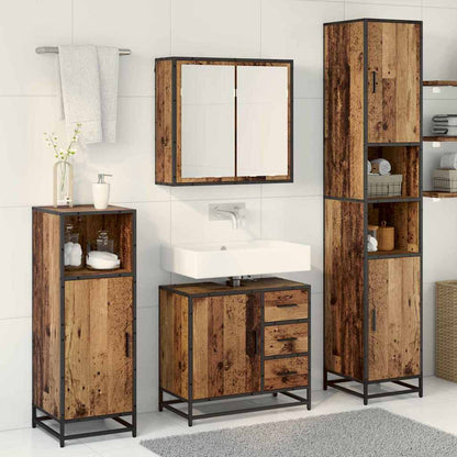 Set di mobili per il bagno con cassetto 3 pcs Legno vecchio