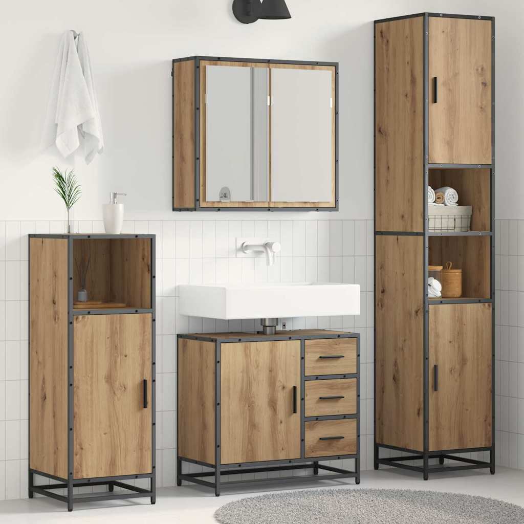 Set di mobili per il bagno 3 pz Rovere artigianale | homemem39