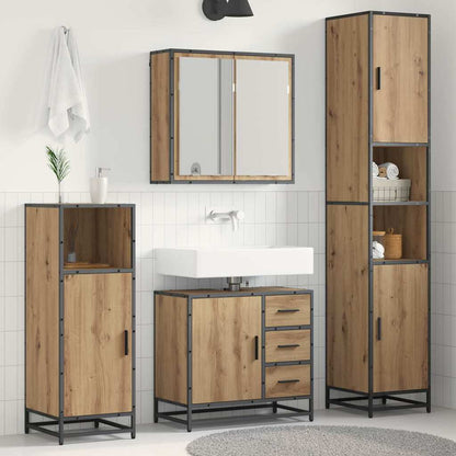 Set di mobili per il bagno 3 pz Rovere artigianale | homemem39