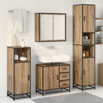 Set di mobili per il bagno 3 pz Rovere artigianale | homemem39